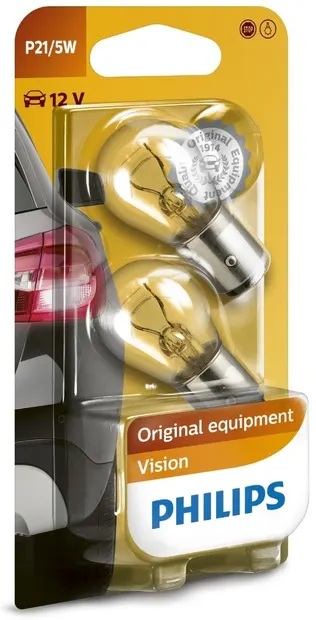 Becuri auto Philips - 12V, P21/5W, BAY15d, 2 buc.