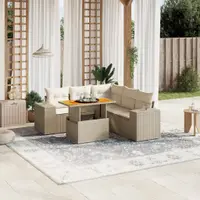Gossi set canapele de gradina cu perne, 6 piese, bej, poliratan