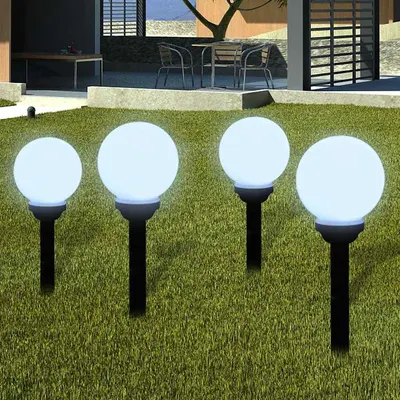 vidaXL Lămpi de exterior pentru alei LED 4 buc. 15 cm, cu țăruș de sol