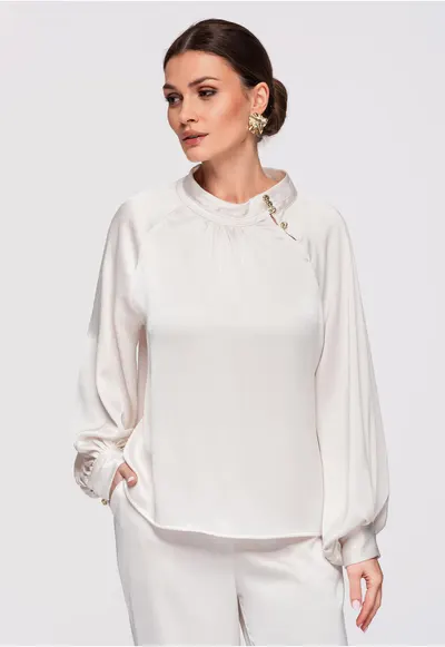 Bluza cu croiala lejera OW-TS-E0024 - Alb murdar