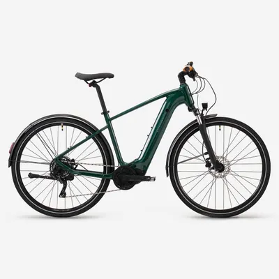 Bicicletă polivalentă electrică cu motor central și cadru înalt E-actv 500 Verde