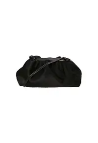 Geanta de piele cu par scurt cu bareta 23931 - Negru