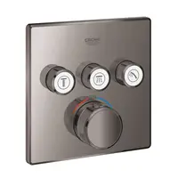 Unitate comanda dus Grohe Grohtherm SmartControl Cube 29126A00, 1/2 inch, aparent, 3 iesiri, termostat, Push&Turn, necesita set fixare, lucios, Hard Graphite