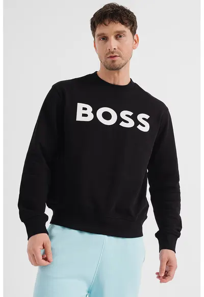 Bluza de trening relaxed-fit cu imprimeu logo cauciucat Basic - Negru