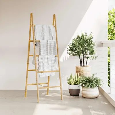 vidaXL Scară dublă pentru prosoape cu 5 trepte din bambus 50 x 160 cm
