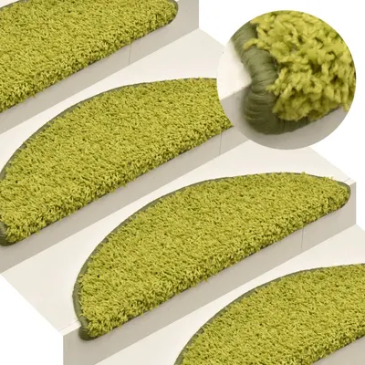 Gossi covorase pentru trepte scara, 15 buc., verde, 65 x 21 x 4 cm