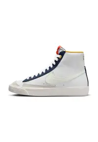 Pantofi sport mid-high cu model monograma - Alb/Albastru/Bleumarin
