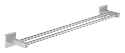 Bara prosop Grohe, Start Cube Double Towel Bar 600mm, montare pe perete, fixare ascunsa, 600mm lungime, dubla, super steel, crom mat