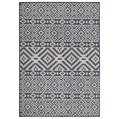 vidaXL Covor de exterior, dungi albastre, 160x230 cm, țesătură plată