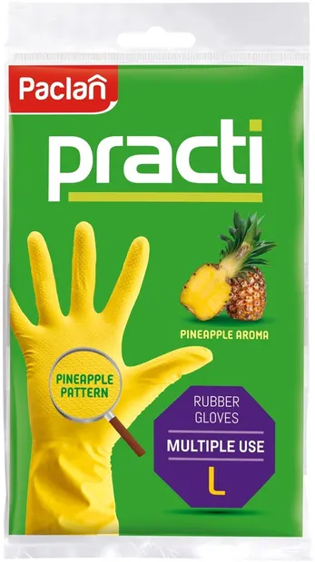 Mănuși parfumate pentru uz casnic Paclan - Practi, mărimea L, 1 pereche, galben