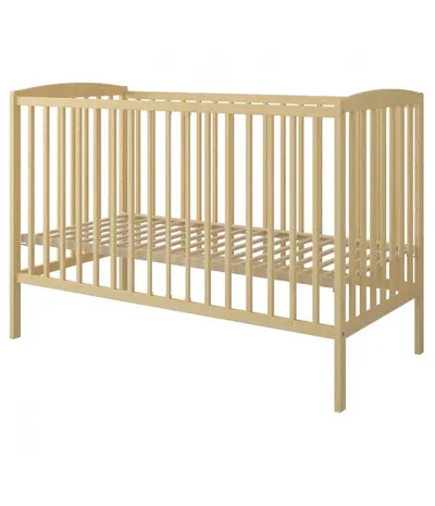 Set Patut din lemn pana la 4 ani cu somiera reglabila pe 3 nivele de inaltime Nichiduta 120x60 cm Grace Natur + Saltea cu husa detasabila din microfibra 12 cm grosime Nichiduta Cocos Comfort +