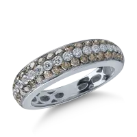 Inel semi eternity din aur alb cu diamante maro de 0.63ct si diamante transparente de 0.32ct