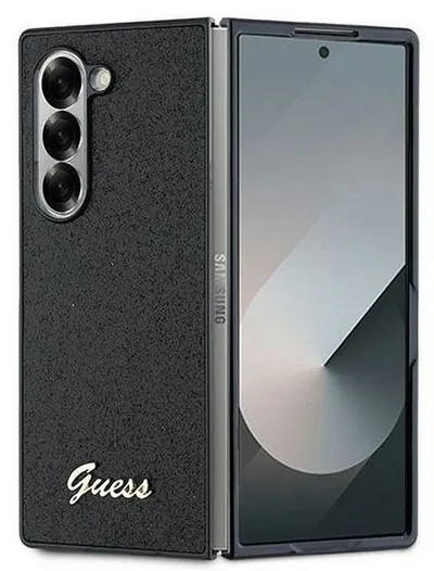Husă Guess - Glitter Flakes Metal Logo, Galaxy Z Fold 6, negru