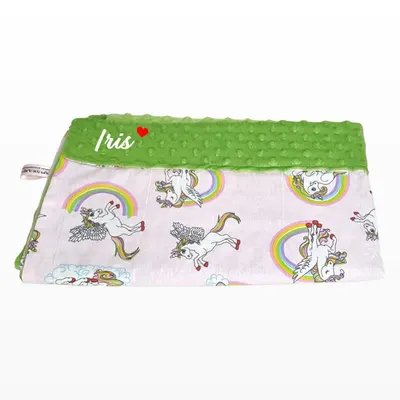 Paturica personalizata – Unicornul Fermecat si Minky Verde