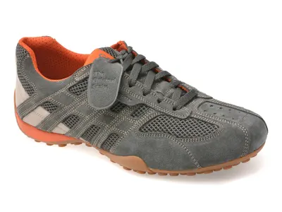 Pantofi sport GEOX gri, U55MNA, din material textil si piele naturala
