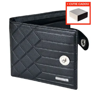 Portofel pentru Barbati, Leather Look, Capsa cu magnet, Negru Engros