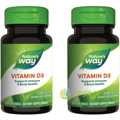 Pachet Vitamina D3 2000U.I (Adulti) 30cps+30cps Secom