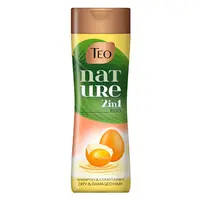 Sampon Teo Nature 2 in 1 Egg, pentru Par Uscat si Deteriorat, cu Ou, 350 ml