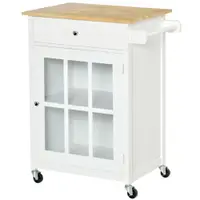 HOMCOM Cărucior Bucătărie Compact, Multifuncțional, Spațiu Depozitare, 67x48x86.5cm, Design Modern, Alb | Aosom Romania