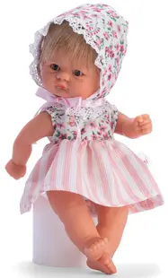Papusa Asi Bomboncin - Baby Chikita, cu palarie din flori si dantela, 20 cm