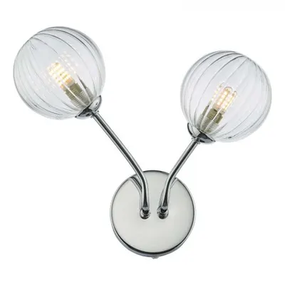 Aplica Yiska 2 Light Wall Light Polished Chrome Ribbed Glass