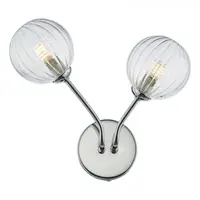 Aplica Yiska 2 Light Wall Light Polished Chrome Ribbed Glass