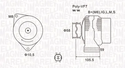 Alternator (14v, 100a) Toyota Hiace Iv, Land Cruiser Prado 2.5d 3.0d Dupa 2001