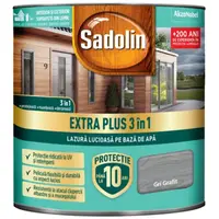 Lazură 3 în 1, lucioasă pe bază de apă 2.5L, Sadolin, gri grafit / 5738857 Engros