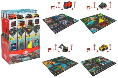 Set de joacă Dickie Toys - Covoraș cu mașină Micro World Playmat, sortiment