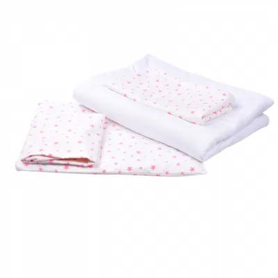 Lenjerie 5 piese patut 120x60 cm bumbac model Stelute roz