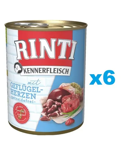 RINTI Kennerfleisch Poultry hearts pentru caine 6x800 g inimi pasare