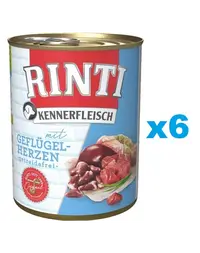 RINTI Kennerfleisch Poultry hearts pentru caine 6x800 g inimi pasare