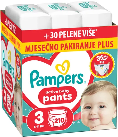 Scutece - chiloțel Pampers - Pants, mărimea 3, 6-11 kg, 210 buc