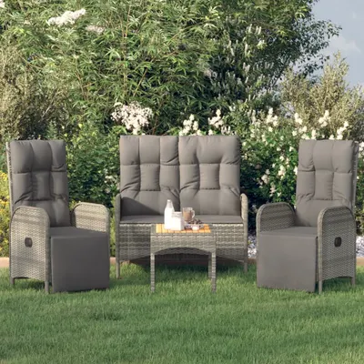 Gossi set mobilier de gradina cu perne, 4 piese, gri, poliratan