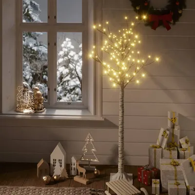 vidaXL Pom de Crăciun, 156 LED-uri, alb cald, 1,5 m, salcie, int./ext.