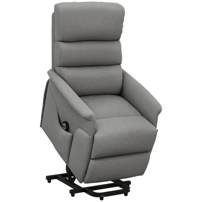 HOMCOM Scaun de relaxare cu funcție de ridicare, spătar/picioare reglabile, până la 120 kg, 66 x 90 x 96 cm, Gri | Aosom Romania