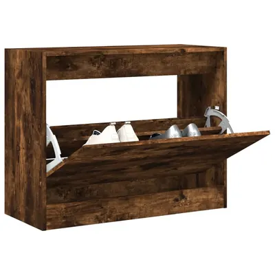 vidaXL Pantofar, stejar fumuriu, 80x34x63 cm, lemn compozit