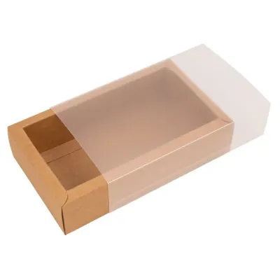 Cutie din hârtie cu fereastră mată - kraft (set 50 buc) - 20x12x6cm
