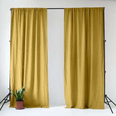 Draperie galbenă din in 140x300 cm Lemon Curry – Linen Tales