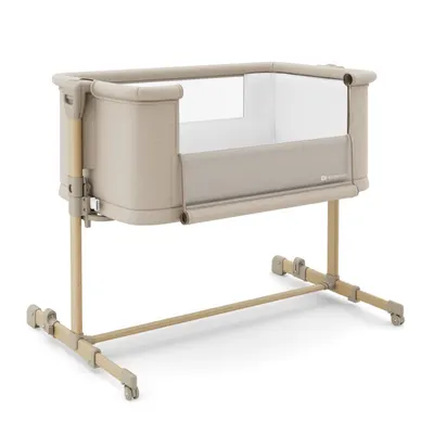 Patut 3 in 1 KinderKraft Nestee Grow 2 next to me Beige cu roti si picioare telescopice