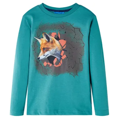 Tricou copii cu mâneci lungi albastru verzui închis 116