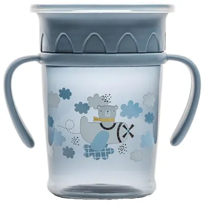 Cană anti-vărsare cu mânere Lorelli My Friend - 360°, 275 ml, albastru
