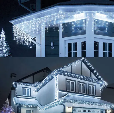 Instalatie 20 metri ALB RECE 500 LED tip turturi franjuri