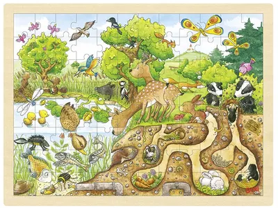 Puzzle din lemn Goki - Exploreaza natura