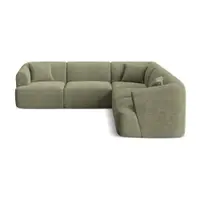 Colțar verde cu tapițerie din catifea reiată Campi – Cosmopolitan Design