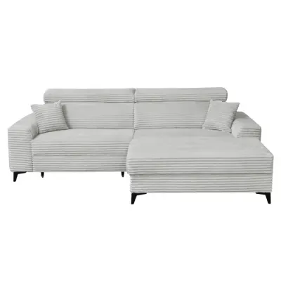 Coltar FLORIDA ONE L TILIA extensibil, cu arcuri si lada depozitare, colt dreapta, gri deschis, 280x175x95 cm