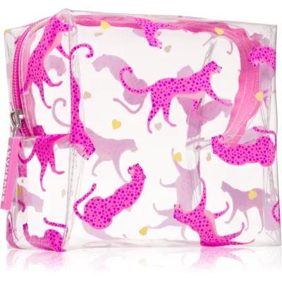 BrushArt Accessories Transparent cosmetic bag geantă de cosmetice transparentă Cheetah in love 15 x 14 x 9 cm 1 buc