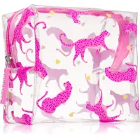 BrushArt Accessories Transparent cosmetic bag geantă de cosmetice transparentă Cheetah in love 15 x 14 x 9 cm 1 buc
