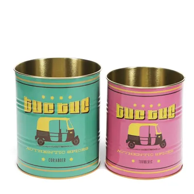 Cutii de depozitare 2 buc. din staniu decorative ø 11x13 cm Tuc-tuc – Rex London