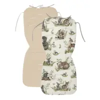 Salteluta pentru carucior, MimiNu, Reversibila, Cu doua fete, Din catifea si bumbac, Materiale certificate Oeko Tex Standard 100, 78 x 34 cm, Design, Calm Forest Natural/Nugat